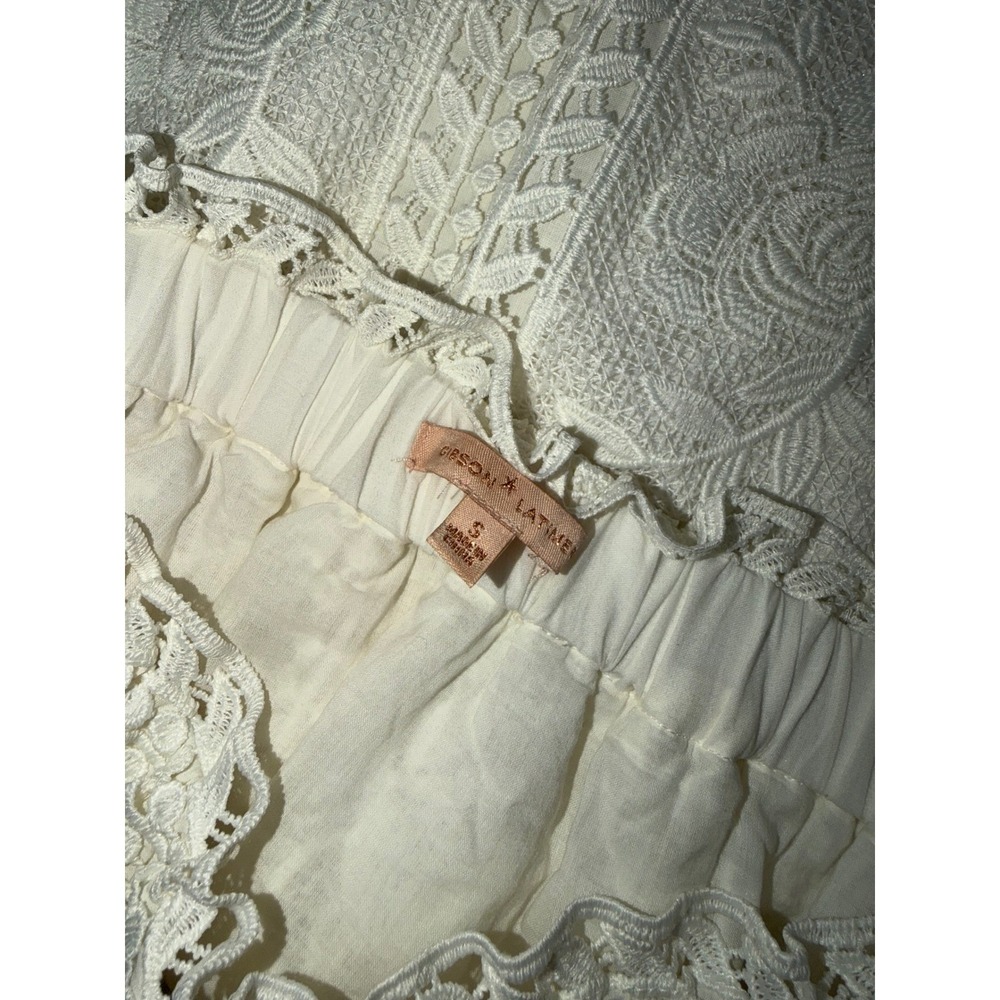 Gibson & Latimer Womens White Floral Lace Midi Skirt Elastic Waist Small - Picture 4 of 6